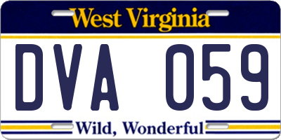 WV license plate DVA059