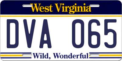 WV license plate DVA065