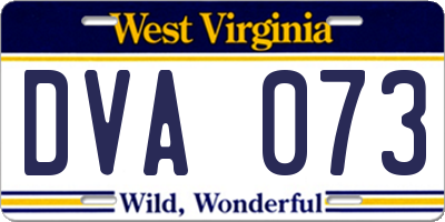WV license plate DVA073