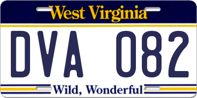 WV license plate DVA082