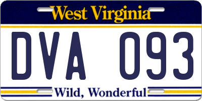 WV license plate DVA093