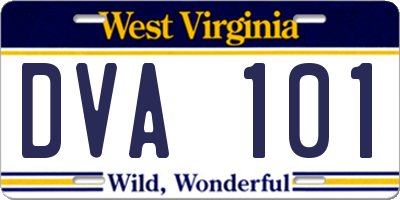 WV license plate DVA101