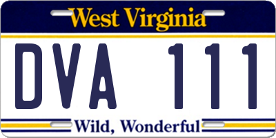 WV license plate DVA111