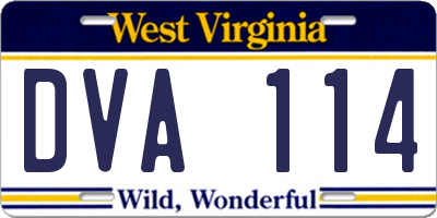 WV license plate DVA114