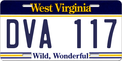 WV license plate DVA117