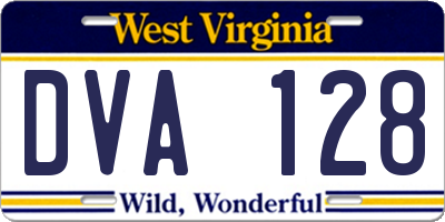 WV license plate DVA128