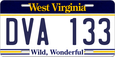 WV license plate DVA133