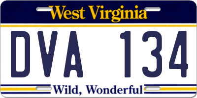 WV license plate DVA134
