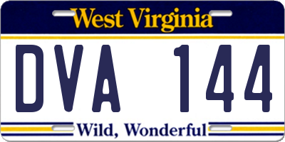 WV license plate DVA144