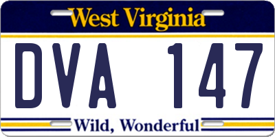 WV license plate DVA147