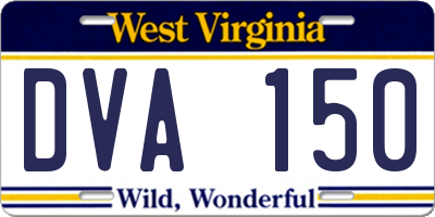 WV license plate DVA150