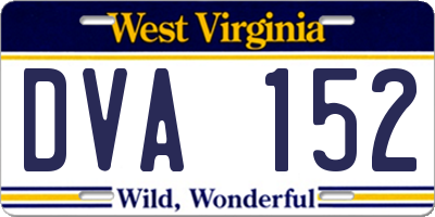 WV license plate DVA152