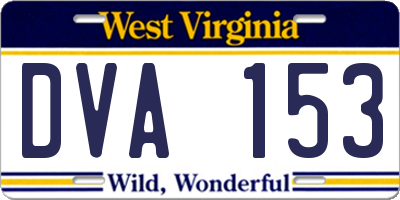 WV license plate DVA153