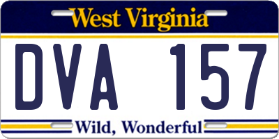 WV license plate DVA157