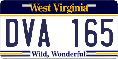 WV license plate DVA165