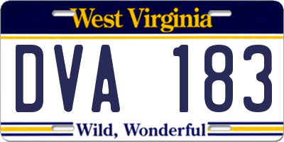 WV license plate DVA183