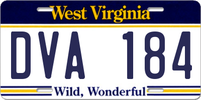 WV license plate DVA184
