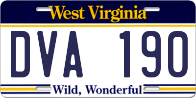 WV license plate DVA190