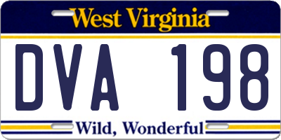 WV license plate DVA198
