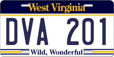 WV license plate DVA201
