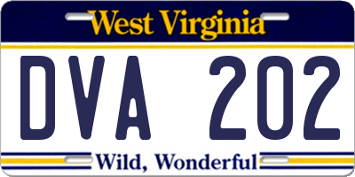 WV license plate DVA202