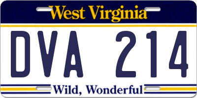 WV license plate DVA214