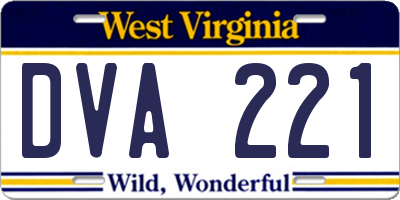 WV license plate DVA221