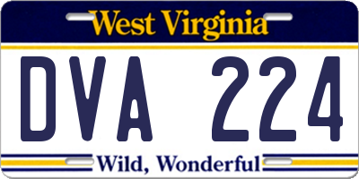 WV license plate DVA224