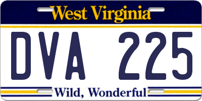 WV license plate DVA225