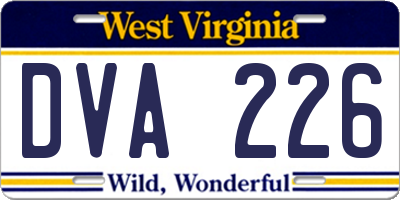 WV license plate DVA226