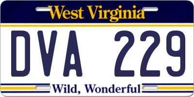 WV license plate DVA229