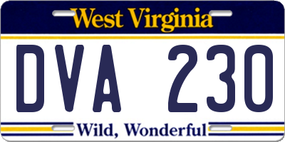 WV license plate DVA230