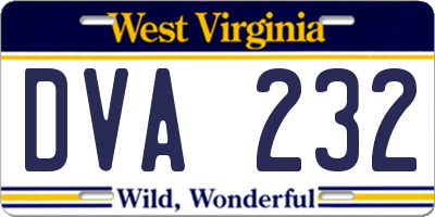 WV license plate DVA232
