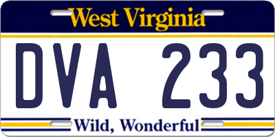 WV license plate DVA233