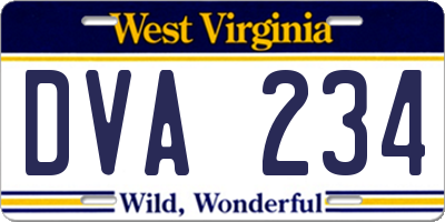 WV license plate DVA234