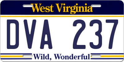 WV license plate DVA237