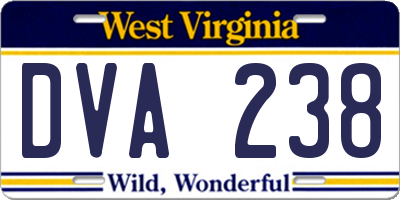 WV license plate DVA238