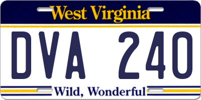 WV license plate DVA240