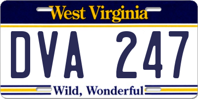 WV license plate DVA247