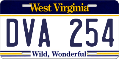 WV license plate DVA254
