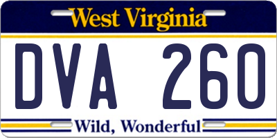 WV license plate DVA260