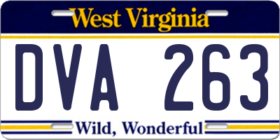 WV license plate DVA263