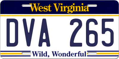 WV license plate DVA265