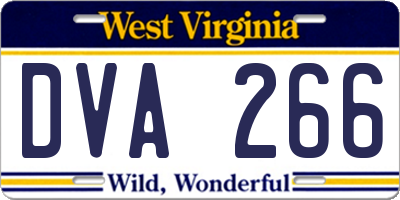 WV license plate DVA266
