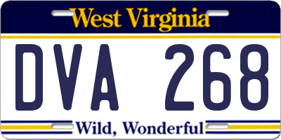 WV license plate DVA268