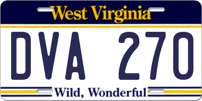 WV license plate DVA270