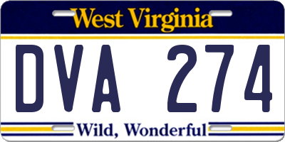 WV license plate DVA274