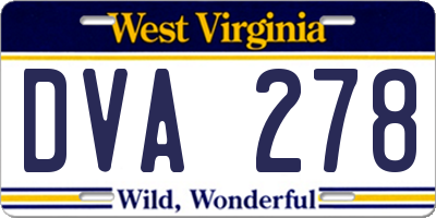 WV license plate DVA278