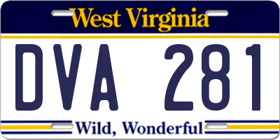 WV license plate DVA281