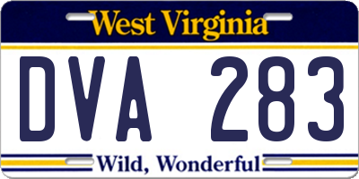 WV license plate DVA283
